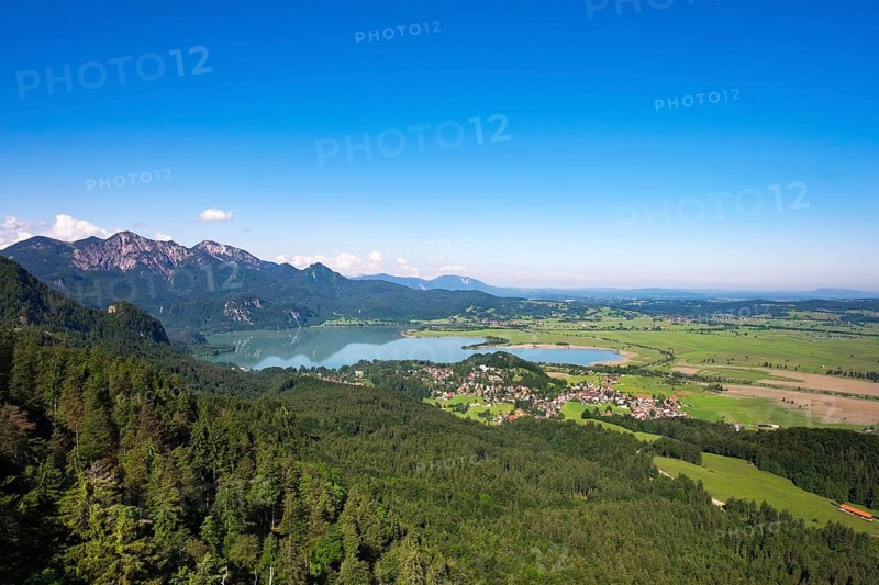 View of Lake Kochel and Kochel am See from Zwiesel Schrofen