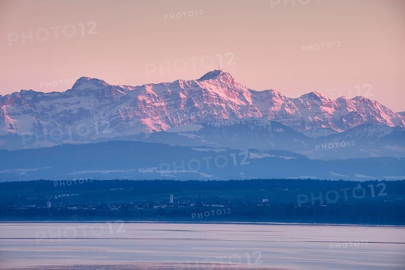 View over Lake Constance to the Appenzell Alps