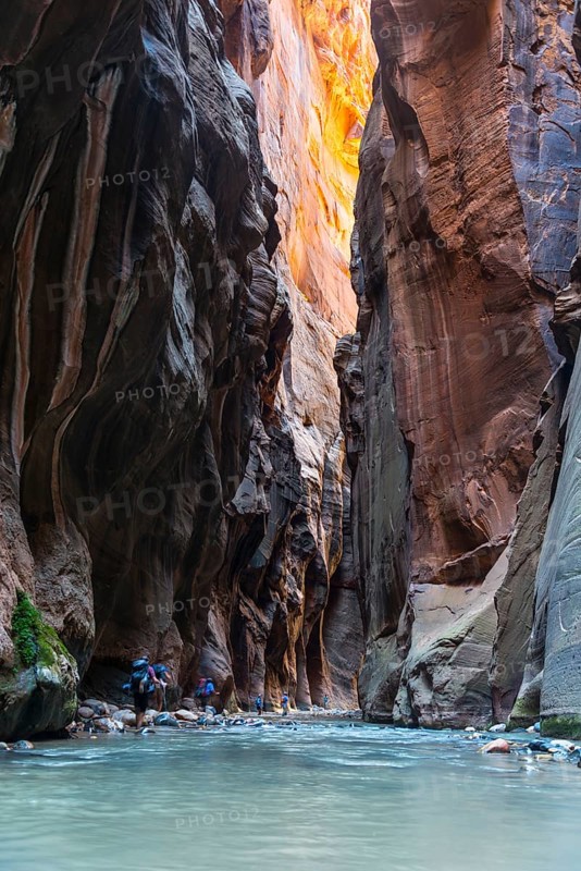 Hikers in river