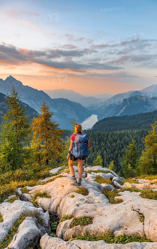 Hiker looks into the landscape