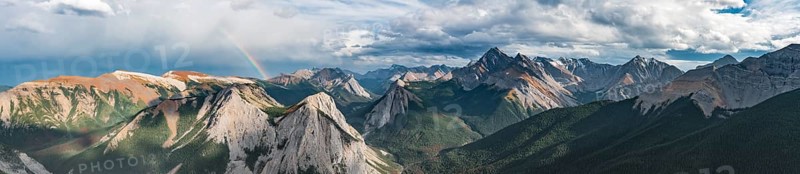 Rainbow view over mountain landscape