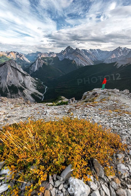 Female hiker on top of the Sulphur Skyline Trail