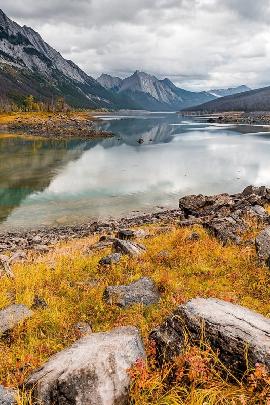 Mountains reflected in a lake