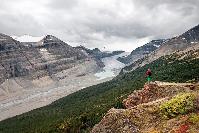 Hiker standing on a rock