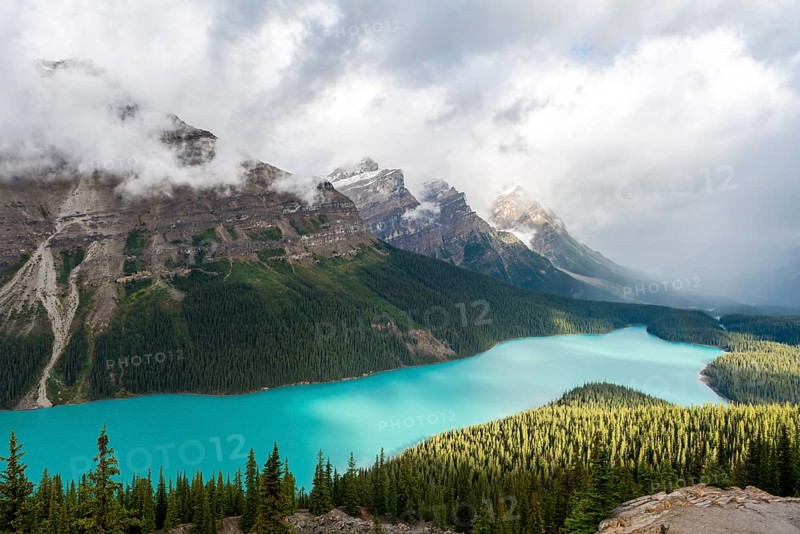 Clouds hanging in mountain peaks
