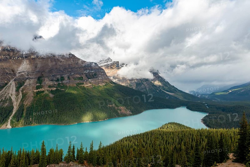 Clouds hanging in mountain peaks