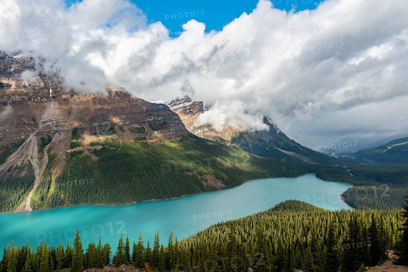 Clouds hanging in mountain peaks