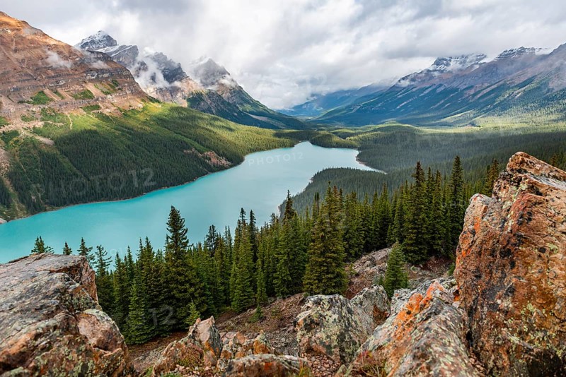 Clouds hanging in mountain peaks