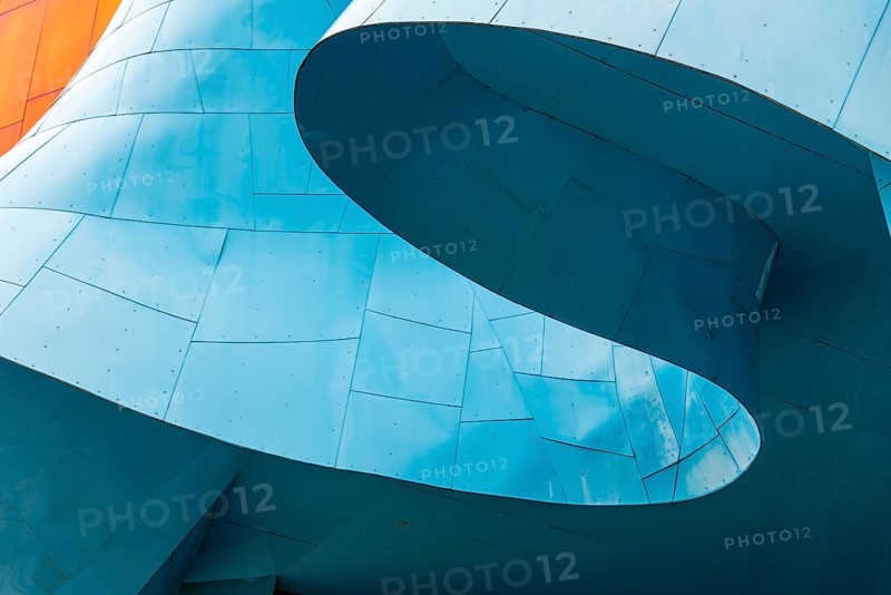 Curved colored facade of the Museum of Pop Culture
