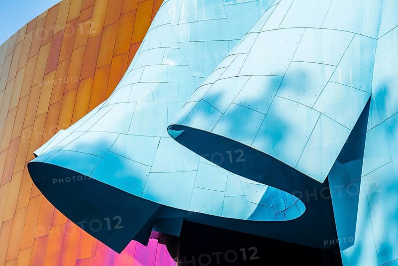 Curved colored facade of the Museum of Pop Culture