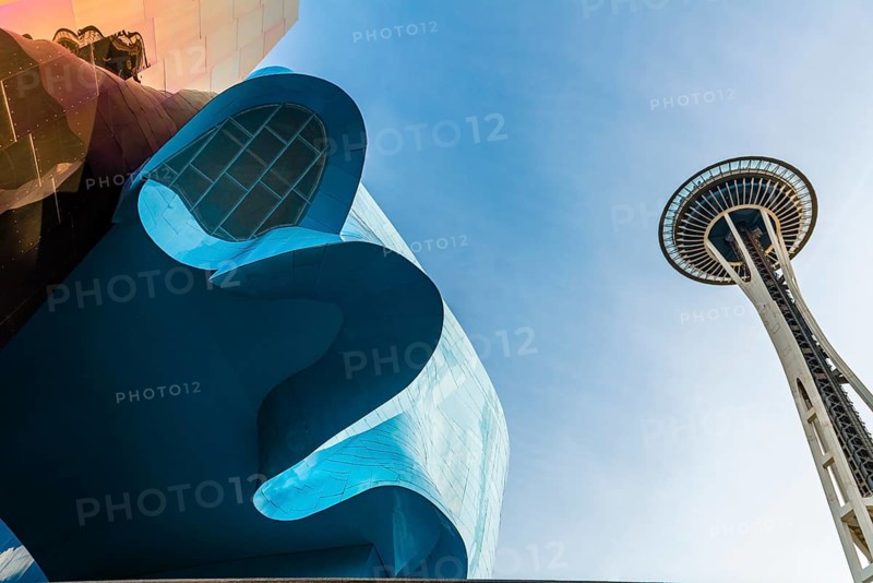 Curved colored facade of the Museum of Pop Culture