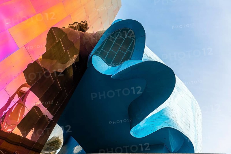 Curved colored facade of the Museum of Pop Culture