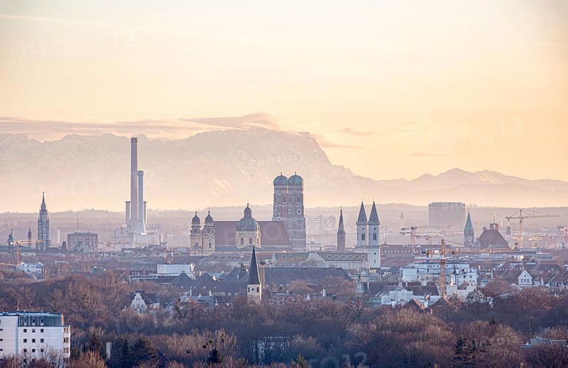 View over Munich with Church of Our Lady