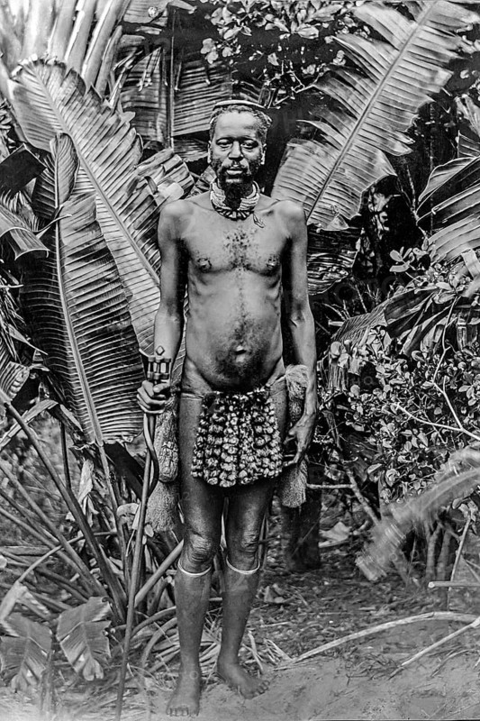 Portrait of an African man in front of banana trees