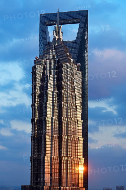 View from the Ritz-Carlton Hotel to the World Financial Center and the Jin Mao-Building in the district of Pudong