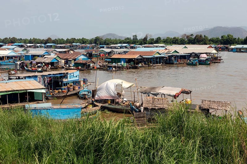 Floating villages with stilt houses