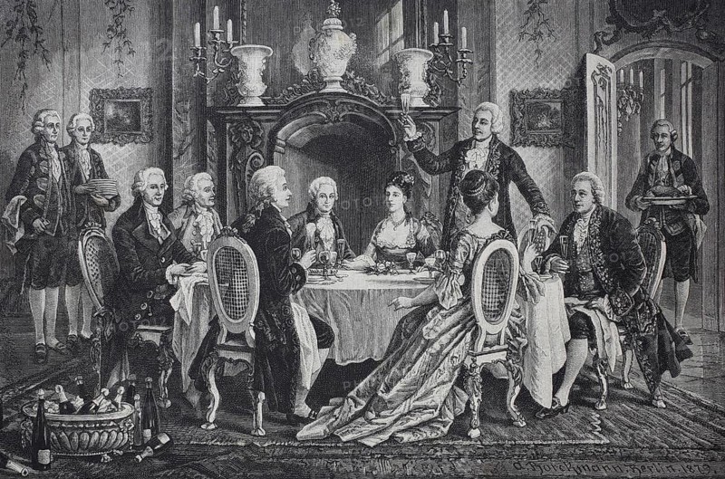 Festive table in honor of Mozart in the house of Schikaneder