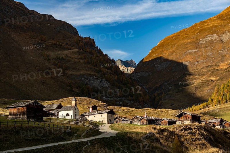 Small mountain village in mountain landscape