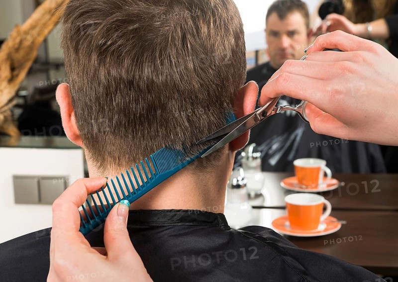 Man having haircut
