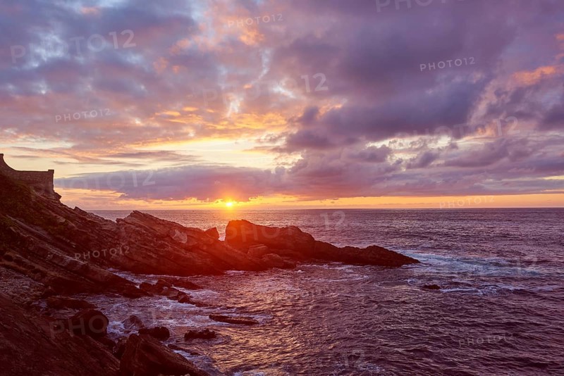 Sunset over the atlantic ocean at Hondarribia near the Camino del Norte
