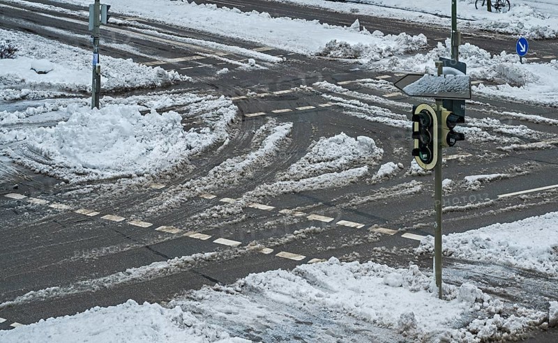 Crossroads with snow
