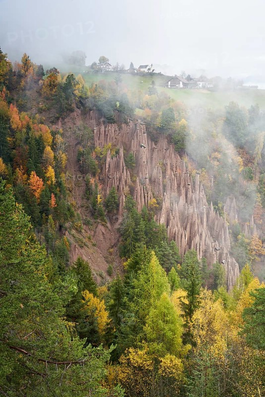 Earth pyramids in Lengmoos am Ritten in autumn