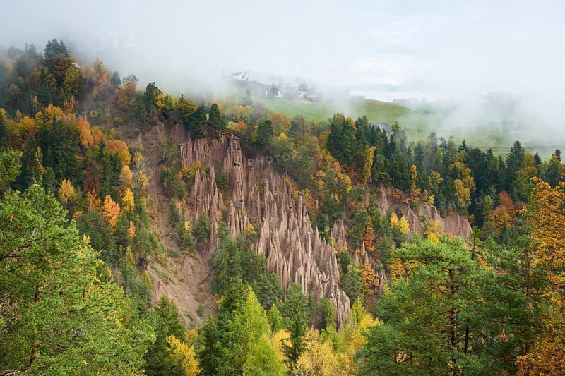 Earth pyramids in Lengmoos am Ritten in autumn