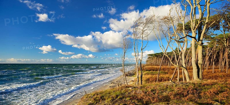 Stormy weather at the west beach in autumn