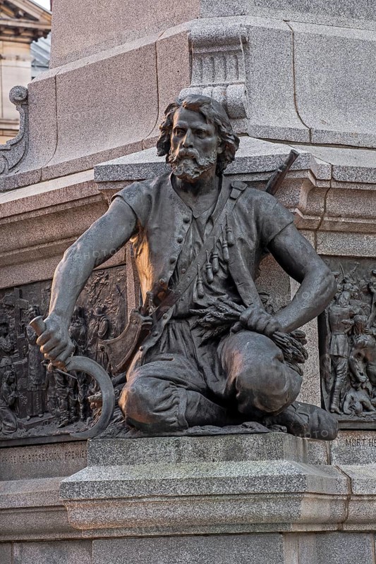 Charles Le Moyne figure at the memorial of Paul Chomedey de Maisonneuve