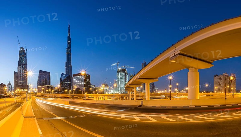 Sheikh Zayed Road skyline and Burj Khalifa