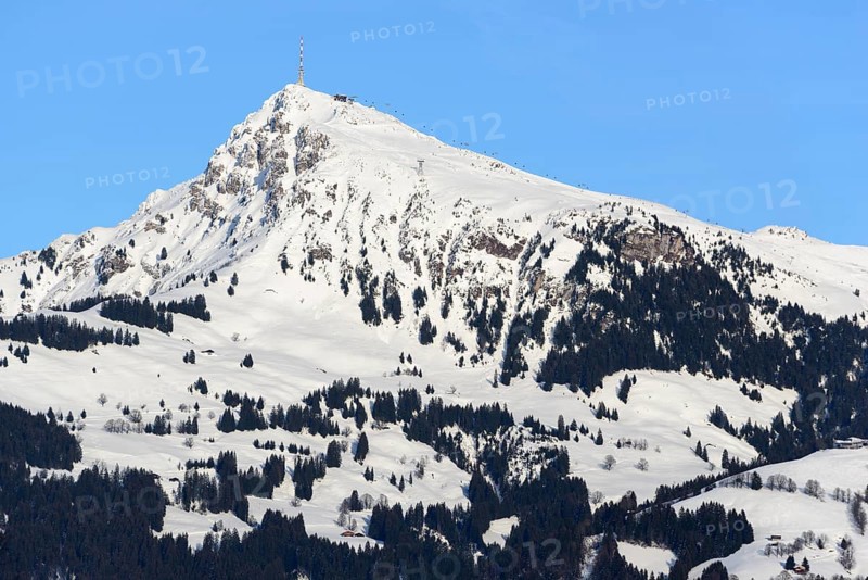 Snow-covered mountain Kitzbuheler Horn in winter
