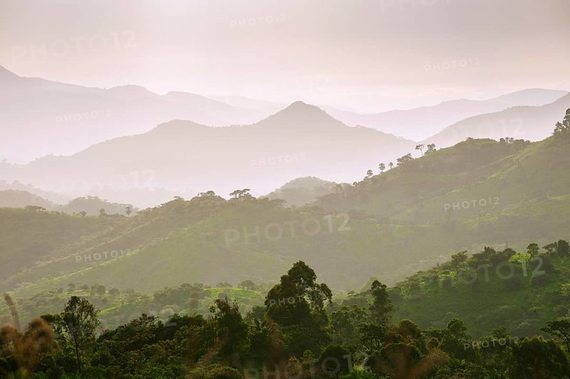 Landscape with clouds and sky in the evening haze