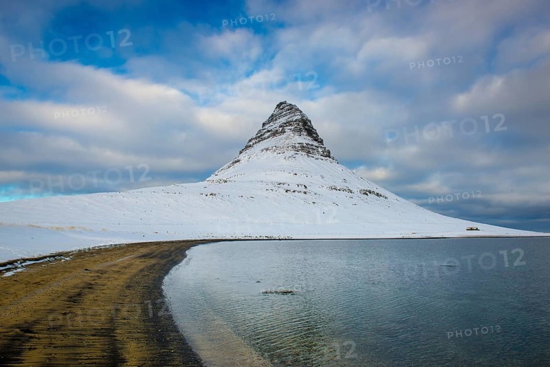 Mountain Kirkjufell with snow