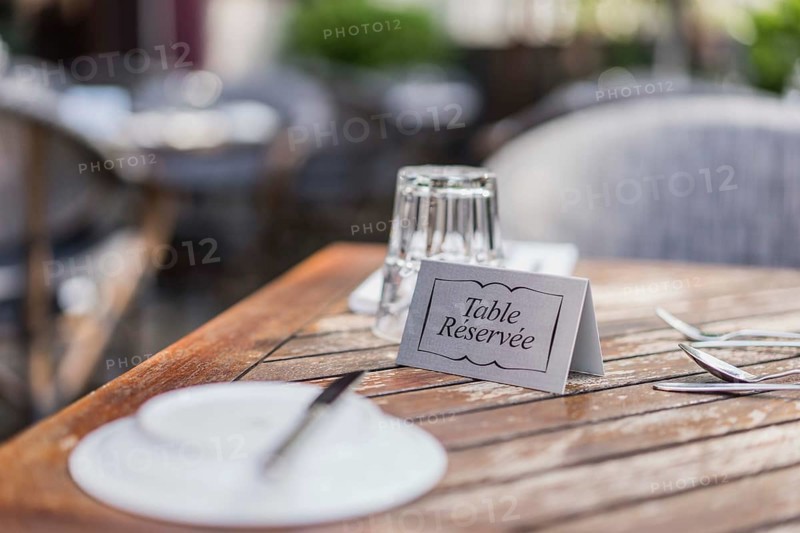 Reserved table set in the restaurant