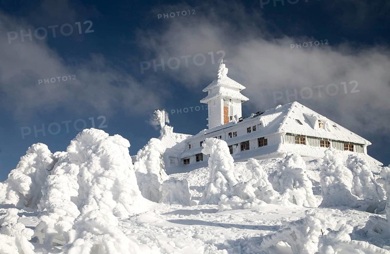 Snowy Fichtelberghaus in winter