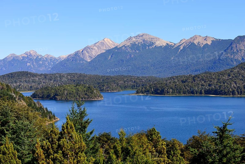 Lago Perito Moreno with mountain range of the Andes