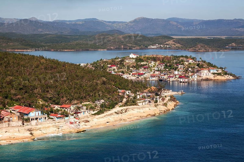 View of the island of Cayo Granma in the Bahia de Santiago de Cuba bay