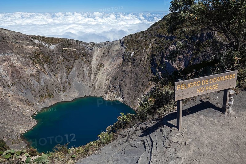 Main crater Irazu Volcano with blue crater lake