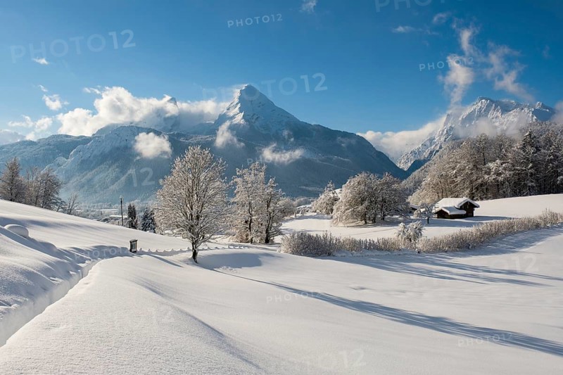 Winter landscape with view of the Watzmann