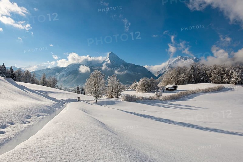 Winter landscape with view of the Watzmann