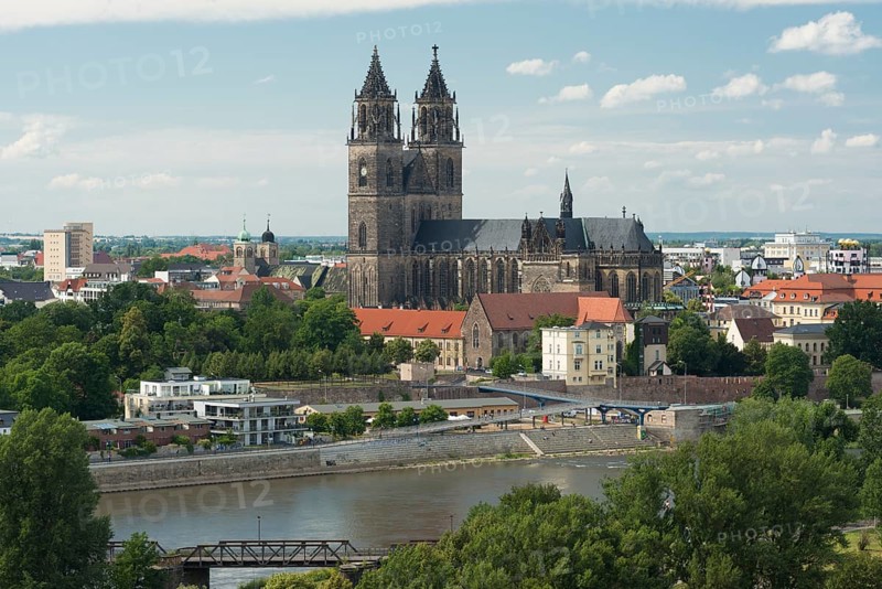 Cityscape with Magdeburg Cathedral and Elbe