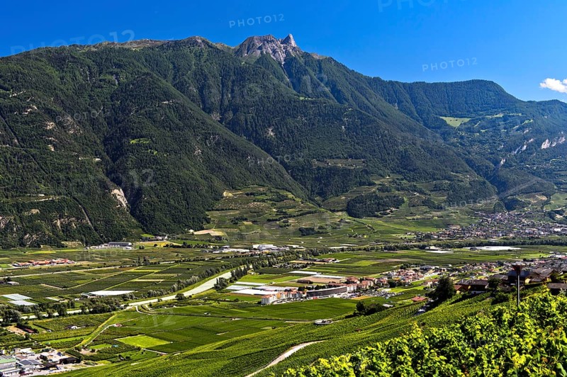 The Pierre Avoi summit rises above the Rhone valley at Saxon