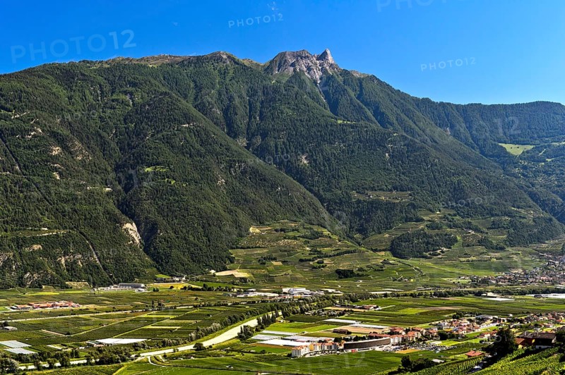 The Pierre Avoi summit rises above the Rhone valley at Saxon