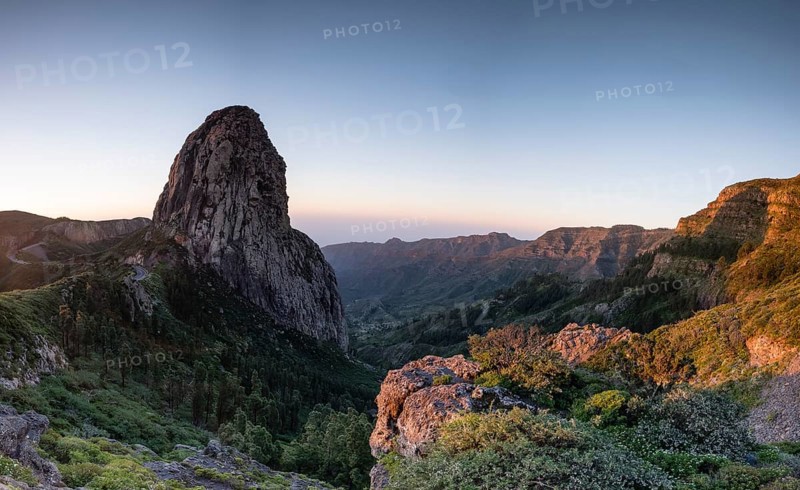 Roque de Agando rock tower at sunrise