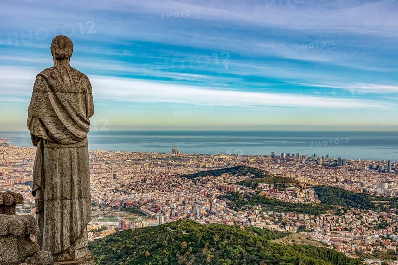 View over the statues of Sagrat Cor Church
