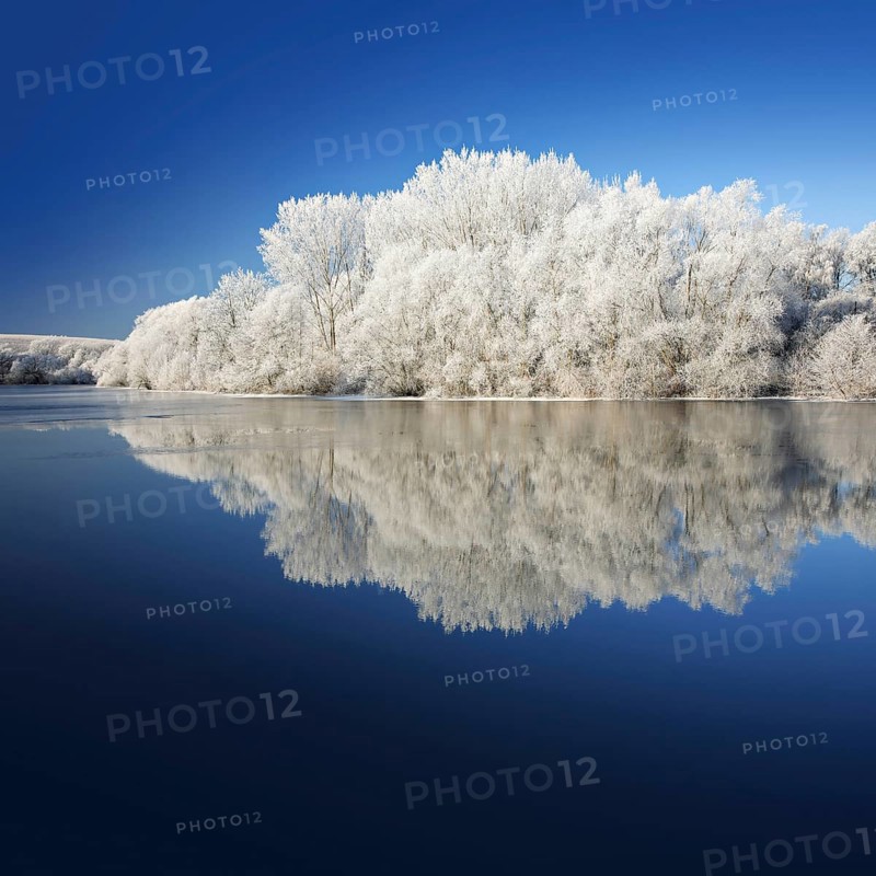 River landscape in winter at the Saale