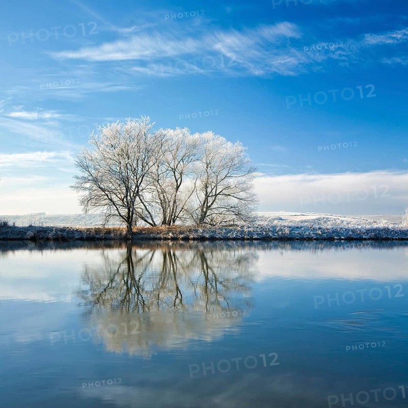 Cold winter day at the river Saale