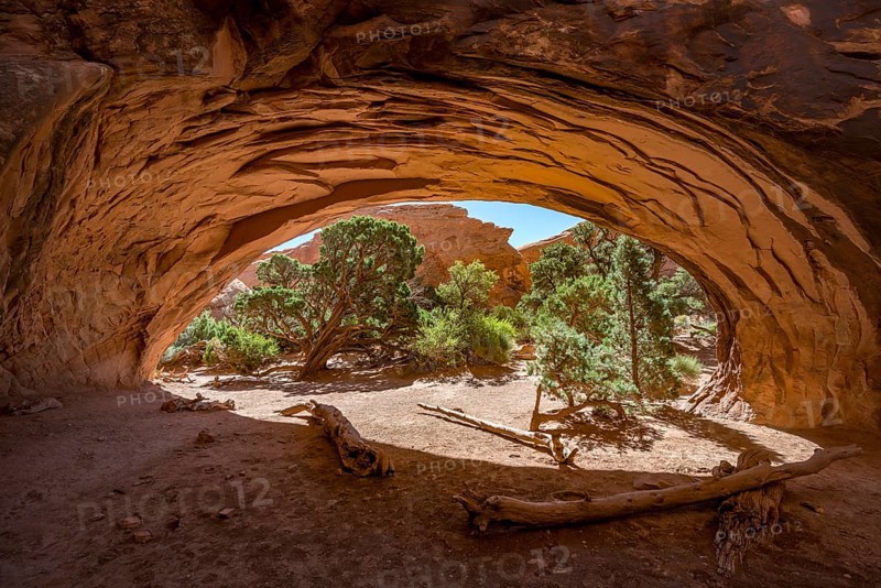 View through rock arch Navajo Arch