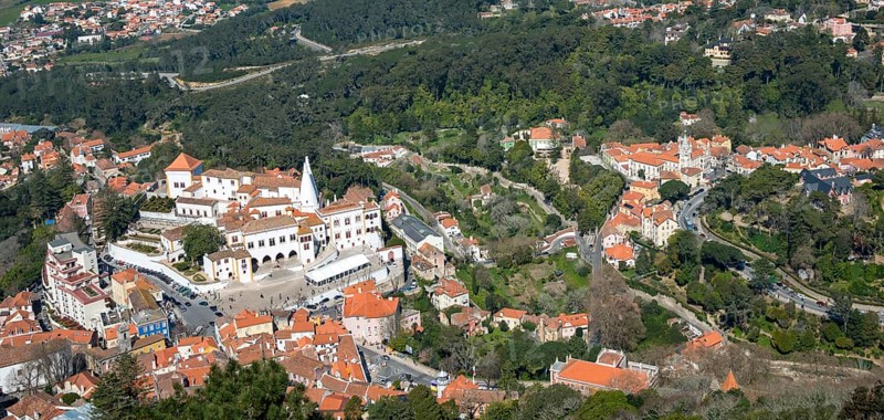 View of Sintra with National Palace from above