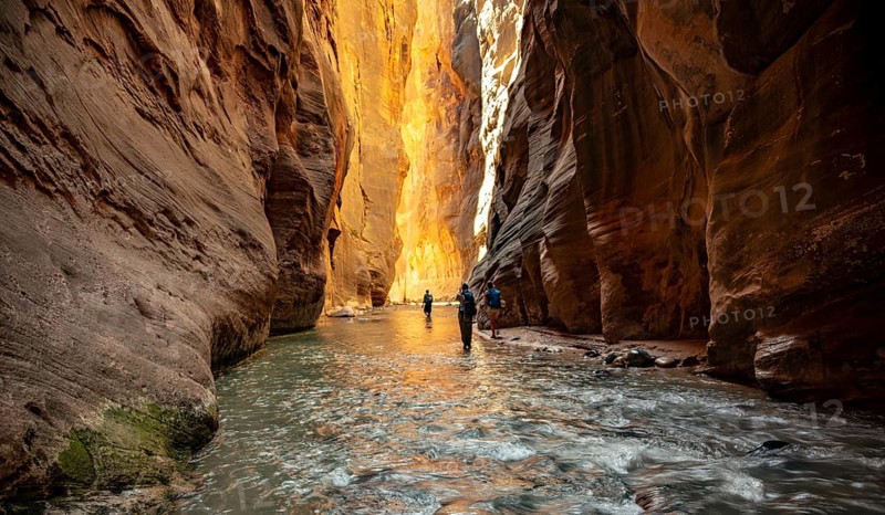 Hikers in the river